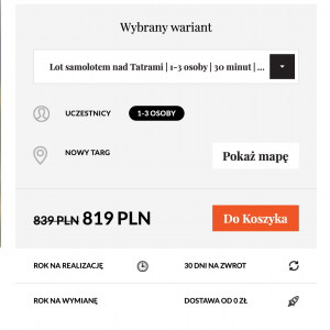 lot nad tatrami cena